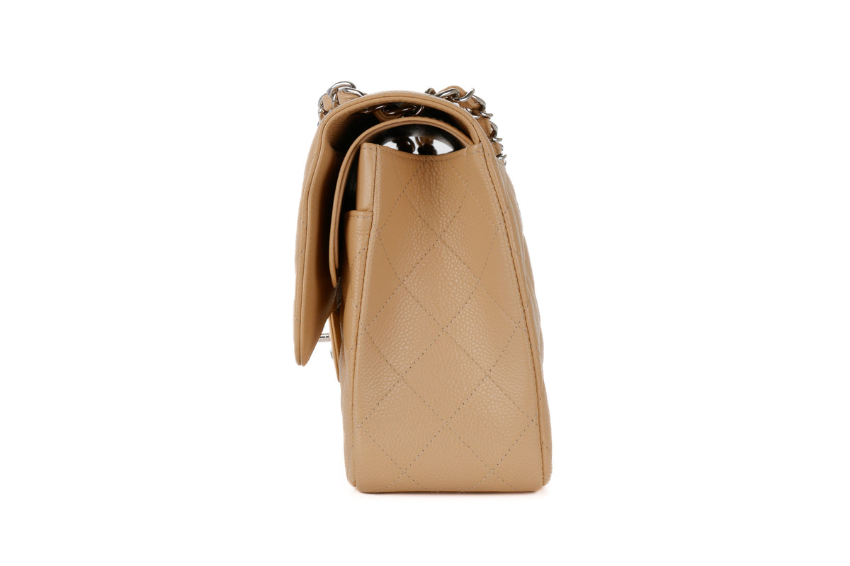 Chanel Jumbo Classic Flap Beige Caviar Silver Hardware - view 4