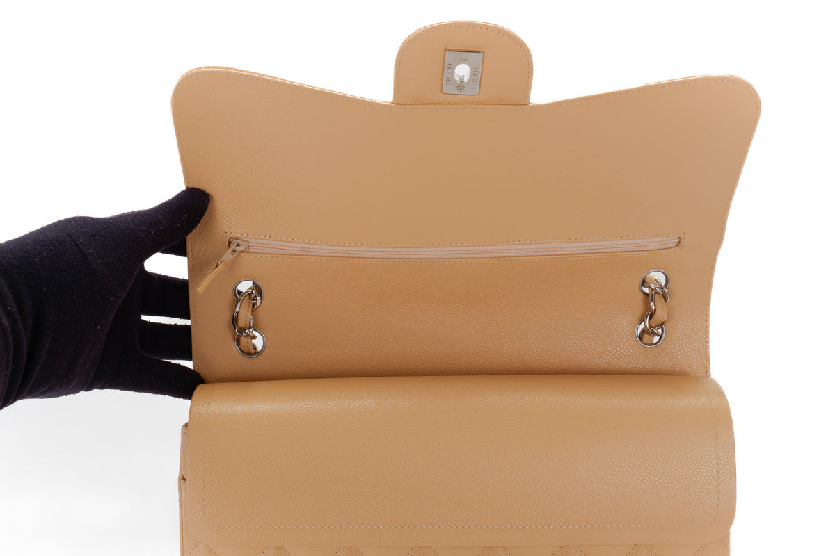 Chanel Jumbo Classic Flap Beige Caviar Silver Hardware - view 9