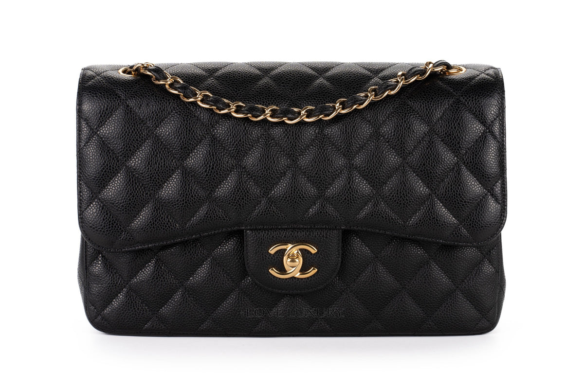 Chanel Jumbo Classic Flap Black Caviar Gold Hardware - view 1