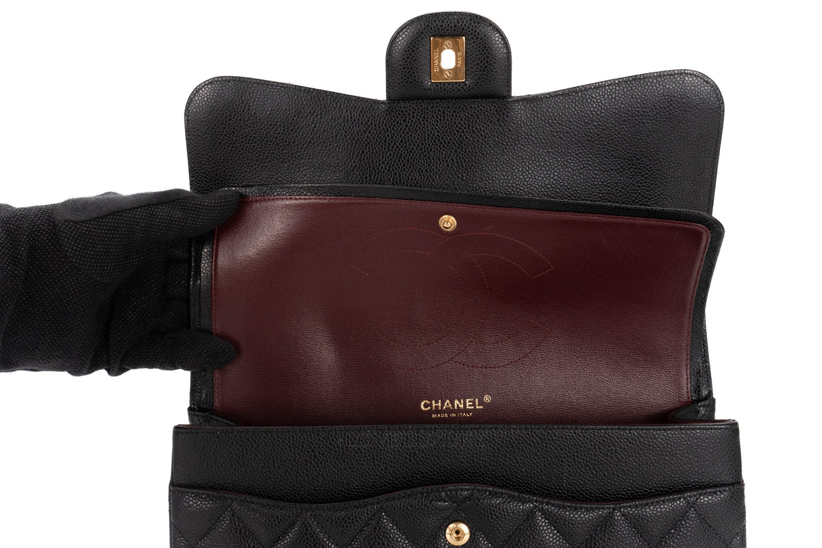 Chanel Jumbo Classic Flap Black Caviar Gold Hardware - view 10
