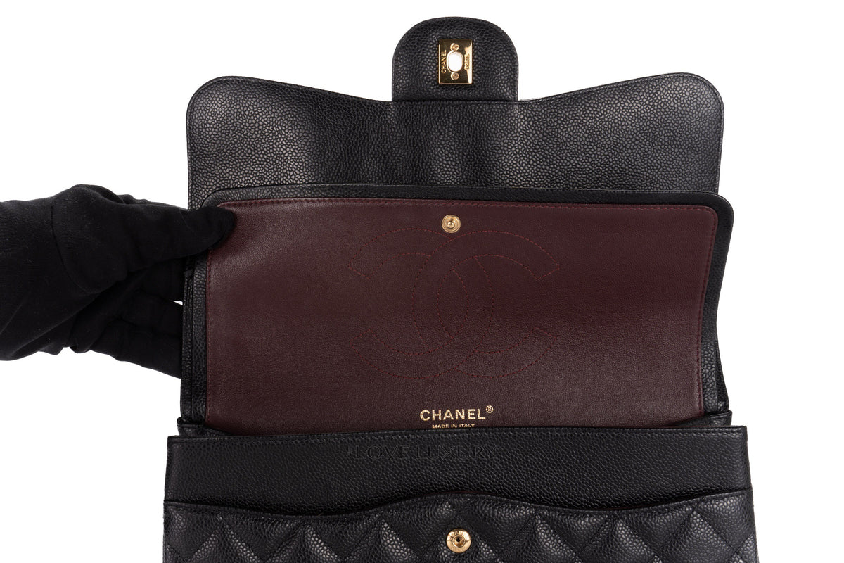 Chanel Jumbo Classic Flap Black Caviar Gold Hardware - view 10