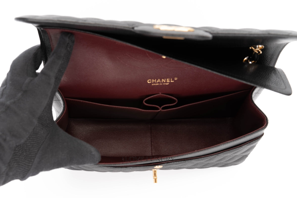 Chanel Jumbo Classic Flap Black Caviar Gold Hardware - view 11