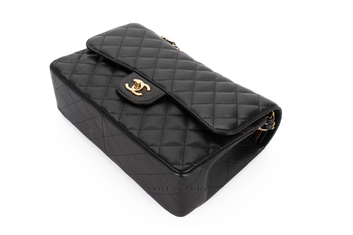 Chanel Jumbo Classic Flap Black Caviar Gold Hardware - view 13