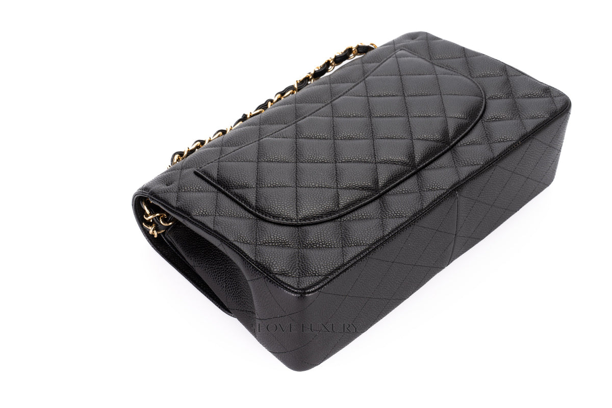 Chanel Jumbo Classic Flap Black Caviar Gold Hardware - view 14