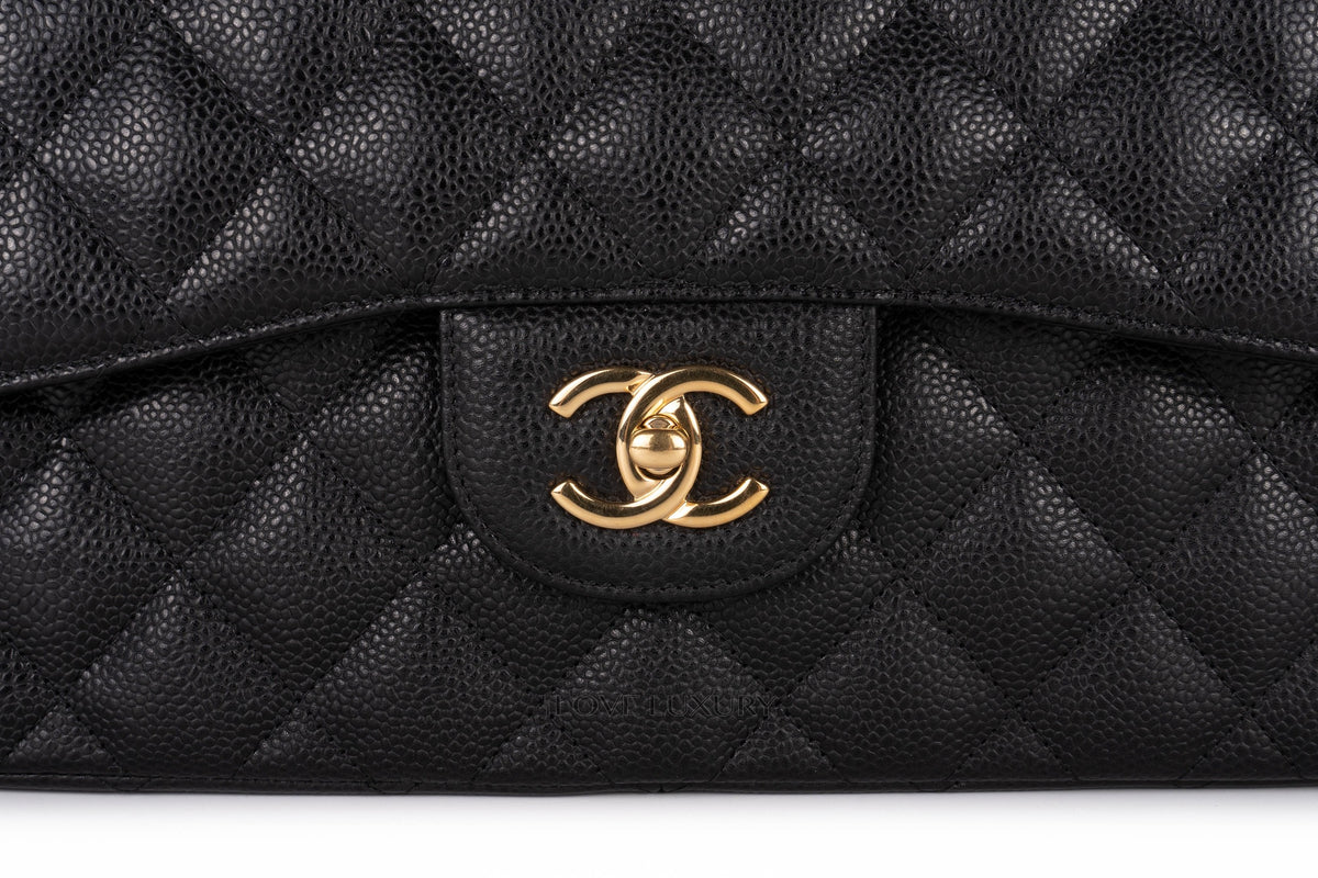 Chanel Jumbo Classic Flap Black Caviar Gold Hardware - view 7