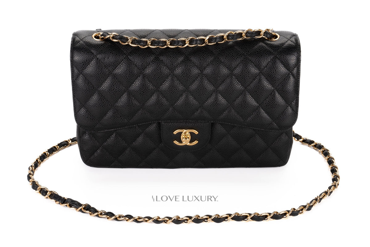 Chanel Jumbo Classic Flap Black Caviar Gold Hardware - view 8