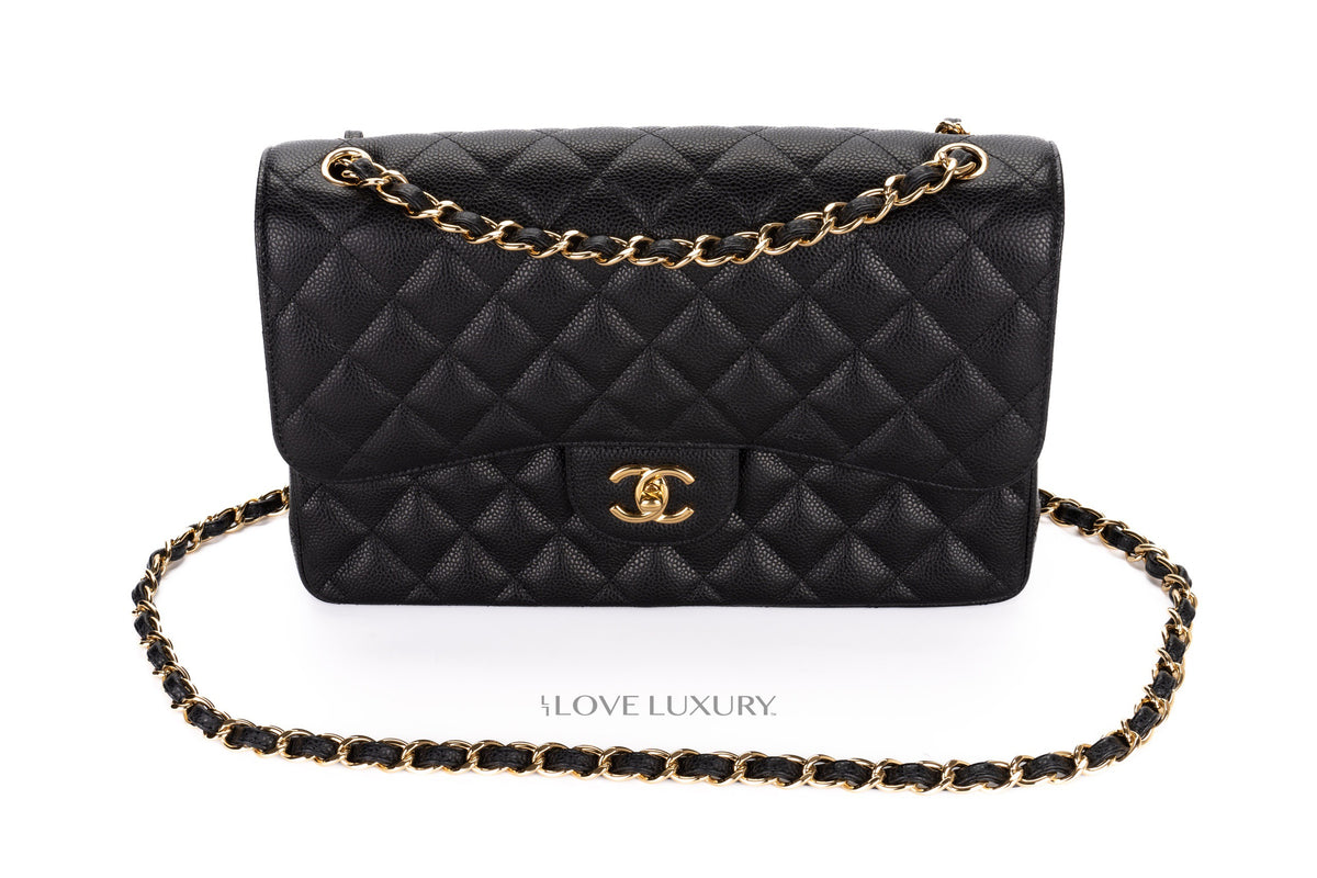 Chanel Jumbo Classic Flap Black Caviar Gold Hardware - view 8