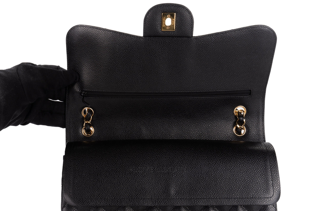 Chanel Jumbo Classic Flap Black Caviar Gold Hardware - view 9