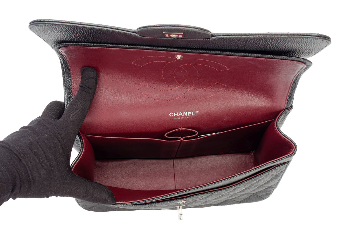 Chanel Jumbo Classic Flap Black Caviar Silver Hardware - view 10