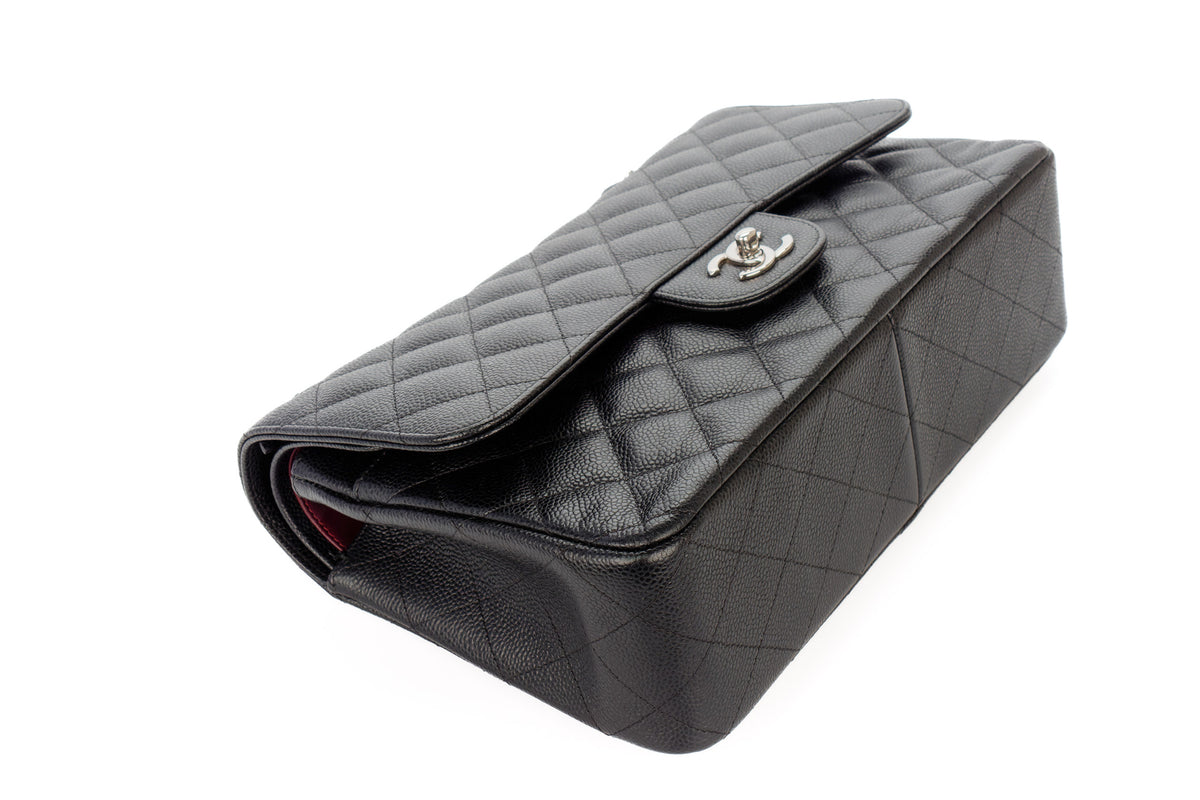 Chanel Jumbo Classic Flap Black Caviar Silver Hardware - view 11