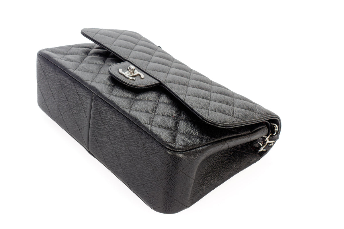 Chanel Jumbo Classic Flap Black Caviar Silver Hardware - view 12