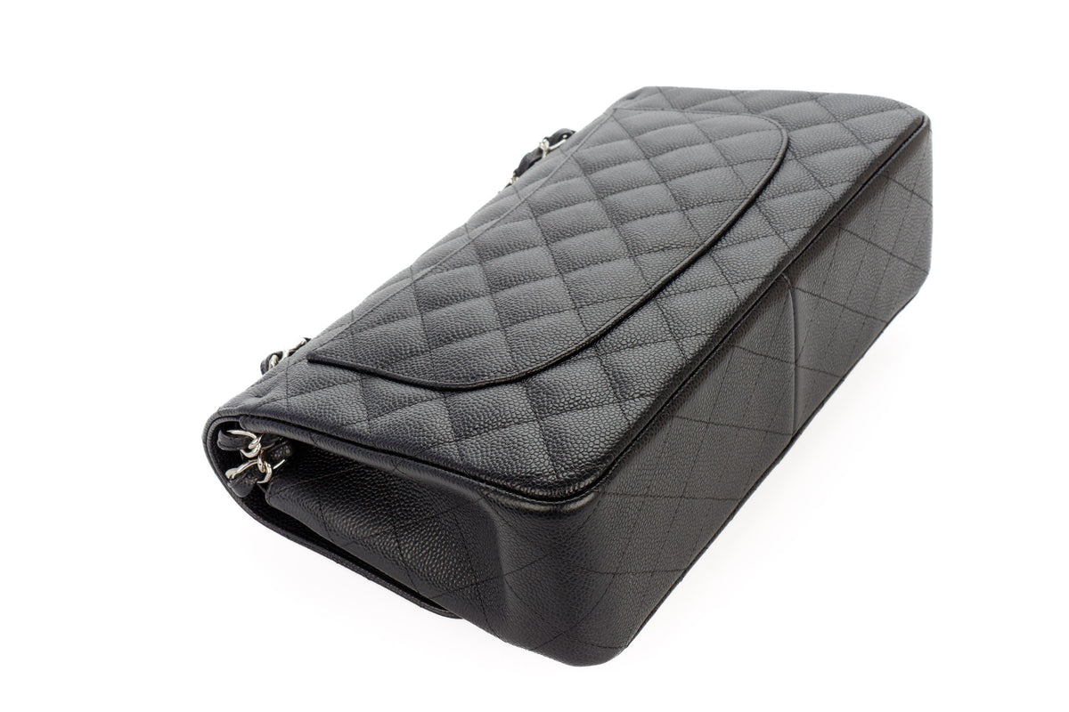 Chanel Jumbo Classic Flap Black Caviar Silver Hardware - view 13