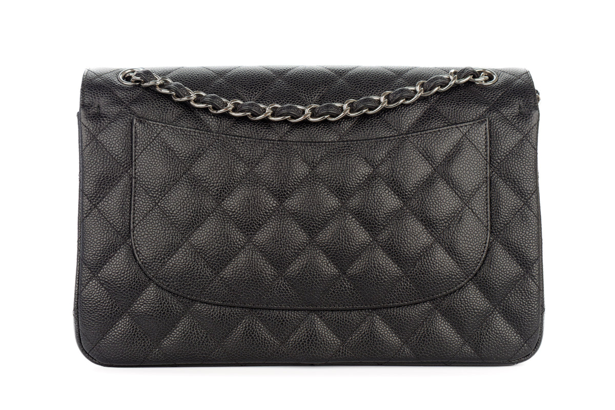 Chanel Jumbo Classic Flap Black Caviar Silver Hardware - view 3