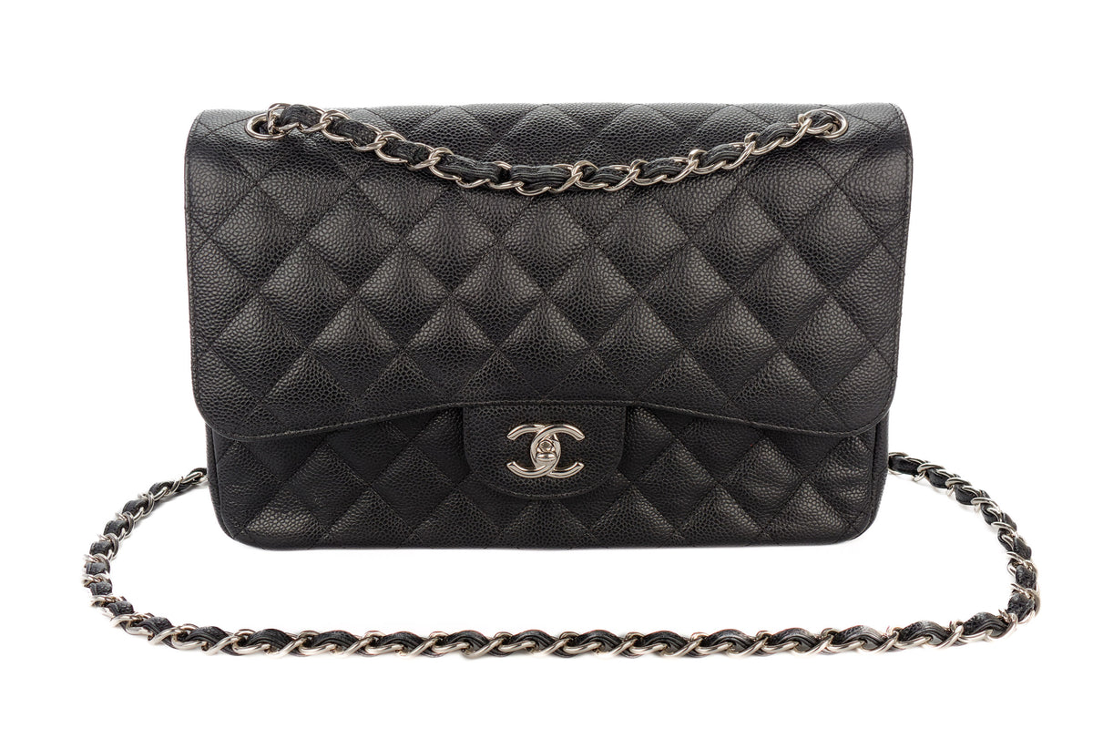 Chanel Jumbo Classic Flap Black Caviar Silver Hardware - view 7