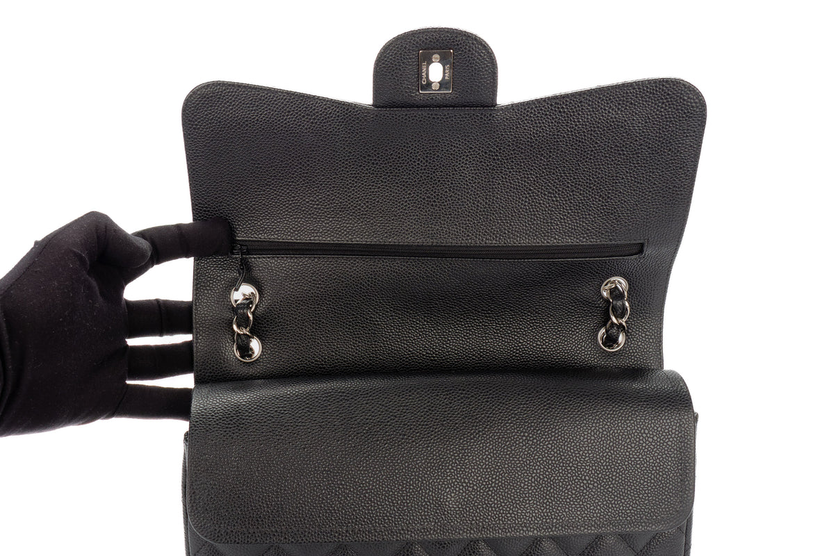 Chanel Jumbo Classic Flap Black Caviar Silver Hardware - view 8