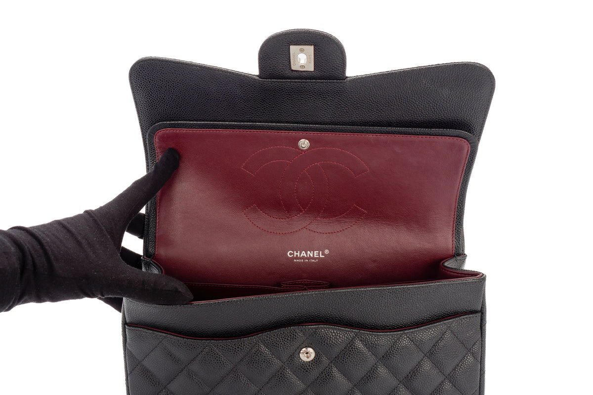 Chanel Jumbo Classic Flap Black Caviar Silver Hardware - view 9