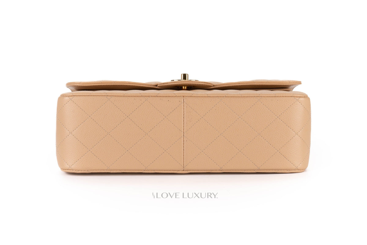 Chanel Jumbo Classic Flap Beige Claire Caviar Gold Hardware - view 6