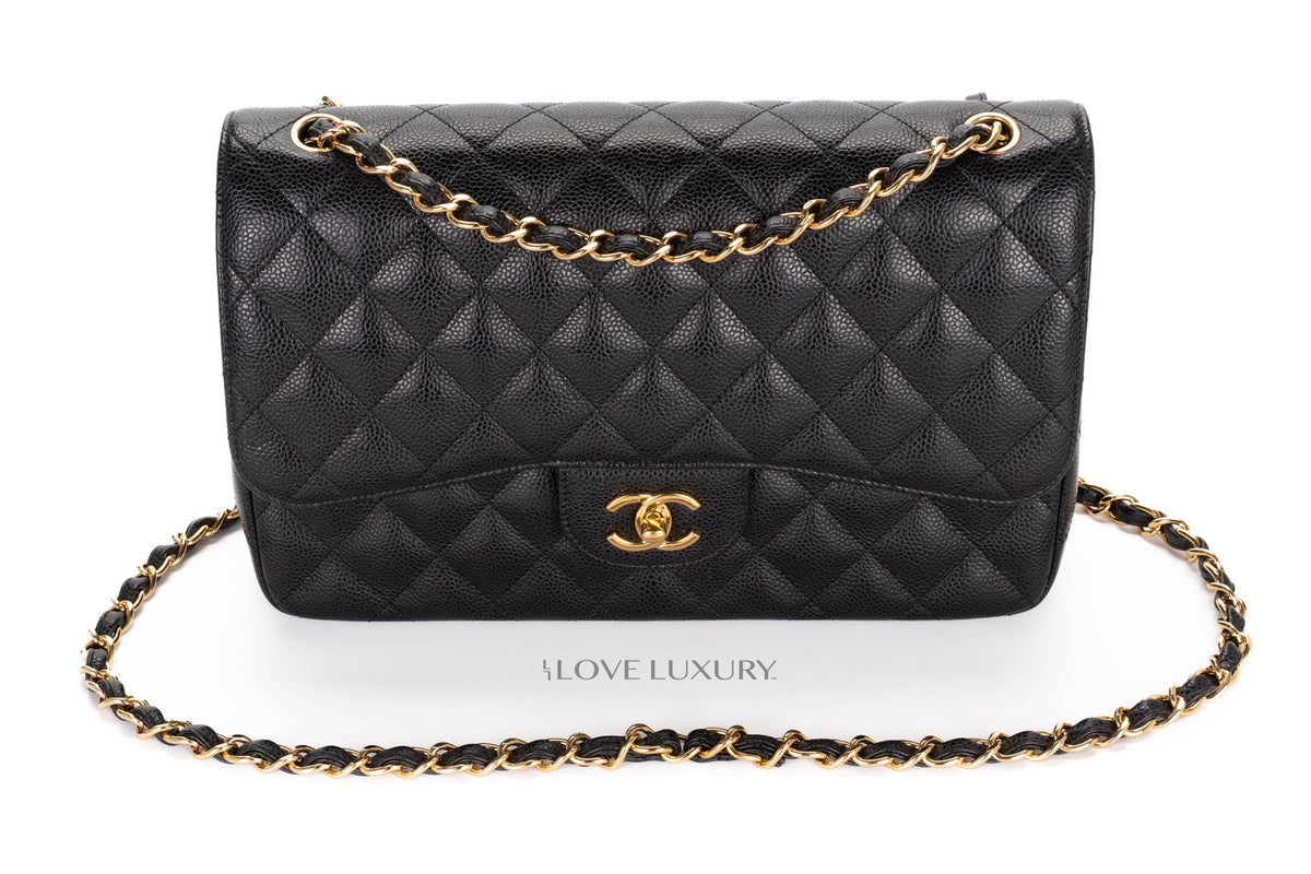 Chanel Jumbo Classic Flap Black Caviar Gold Hardware - view 8