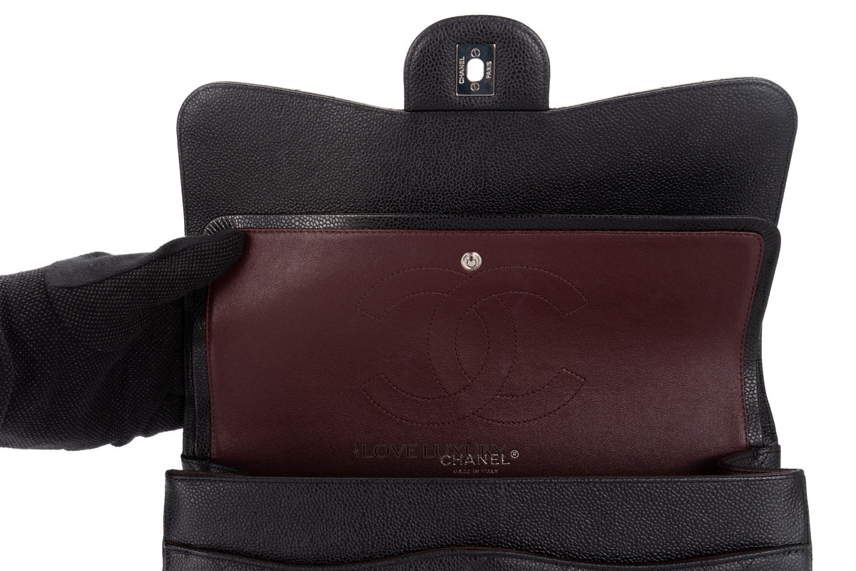 Chanel Jumbo Classic Flap Black Caviar Silver Hardware - view 10