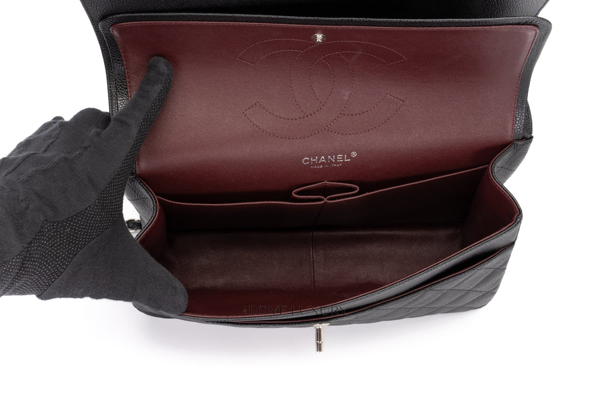 Chanel Jumbo Classic Flap Black Caviar Silver Hardware - view 11