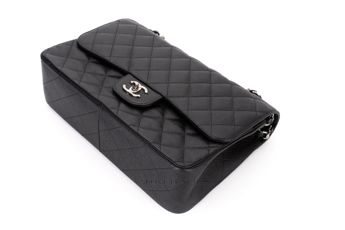 Chanel Jumbo Classic Flap Black Caviar Silver Hardware - view 13