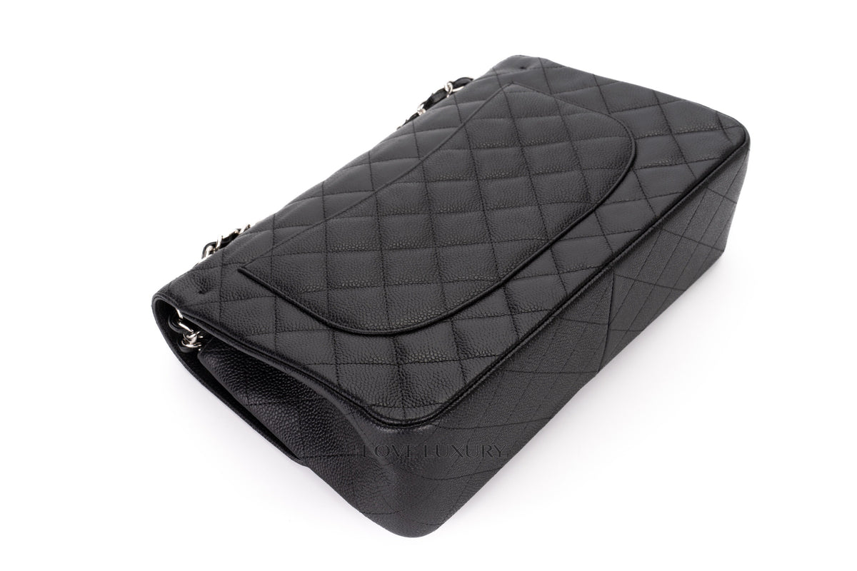 Chanel Jumbo Classic Flap Black Caviar Silver Hardware - view 14