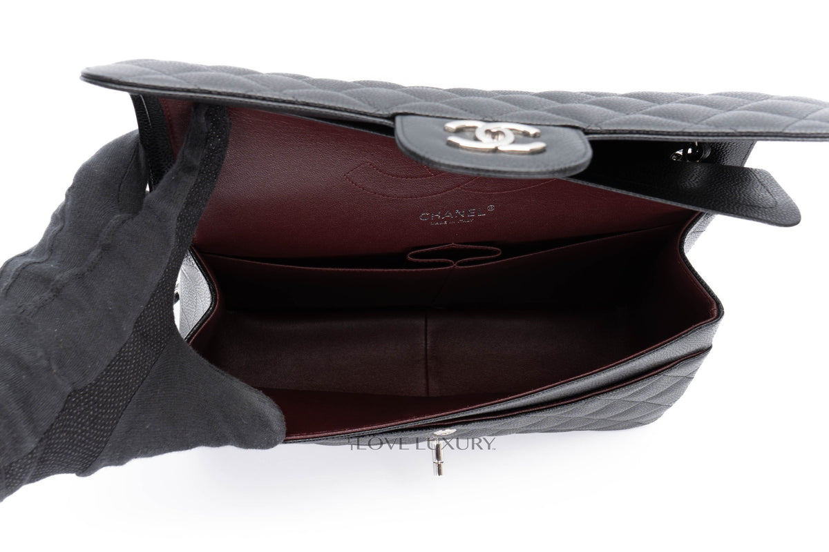 Chanel Jumbo Classic Flap Black Caviar Silver Hardware - view 11