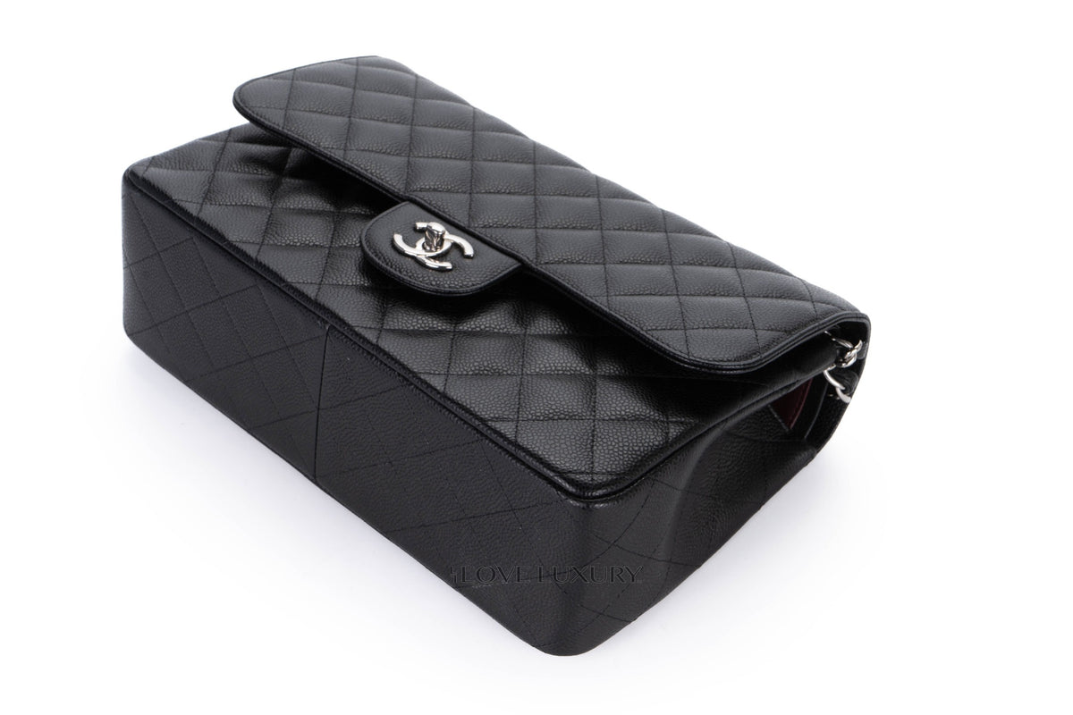 Chanel Jumbo Classic Flap Black Caviar Silver Hardware - view 13