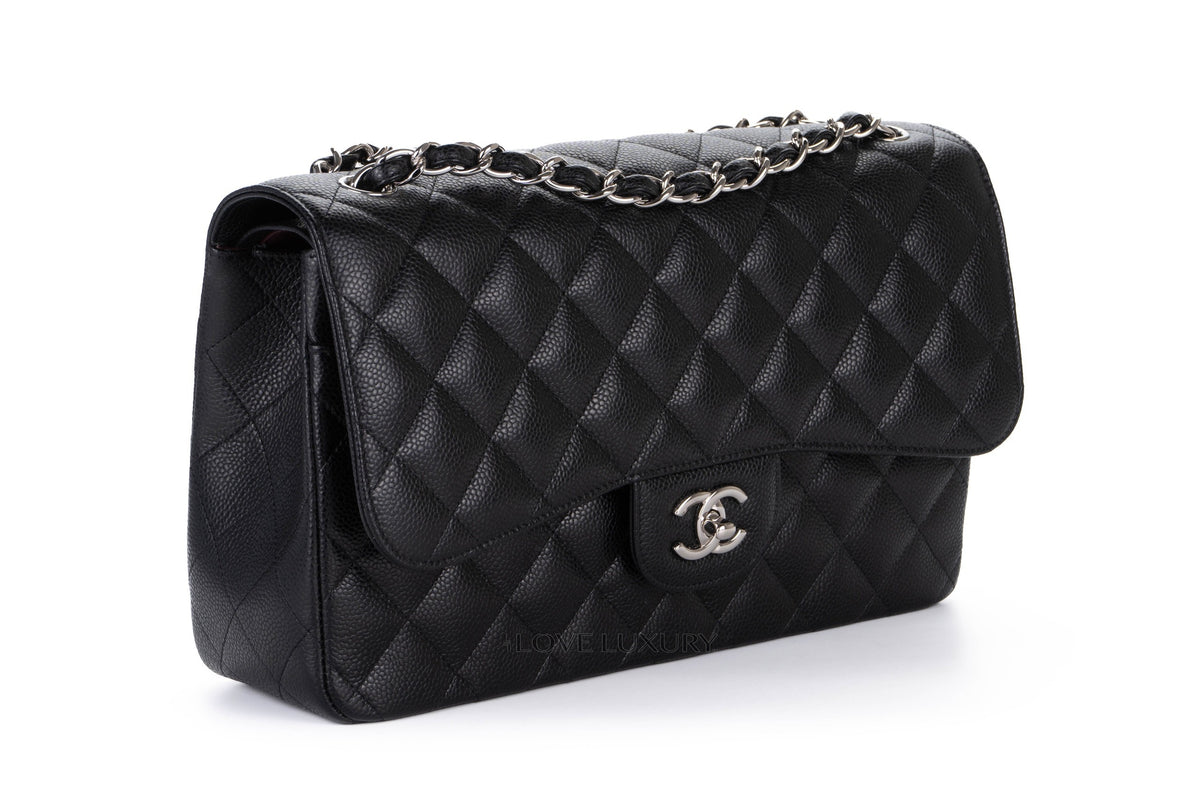 Chanel Jumbo Classic Flap Black Caviar Silver Hardware - view 2