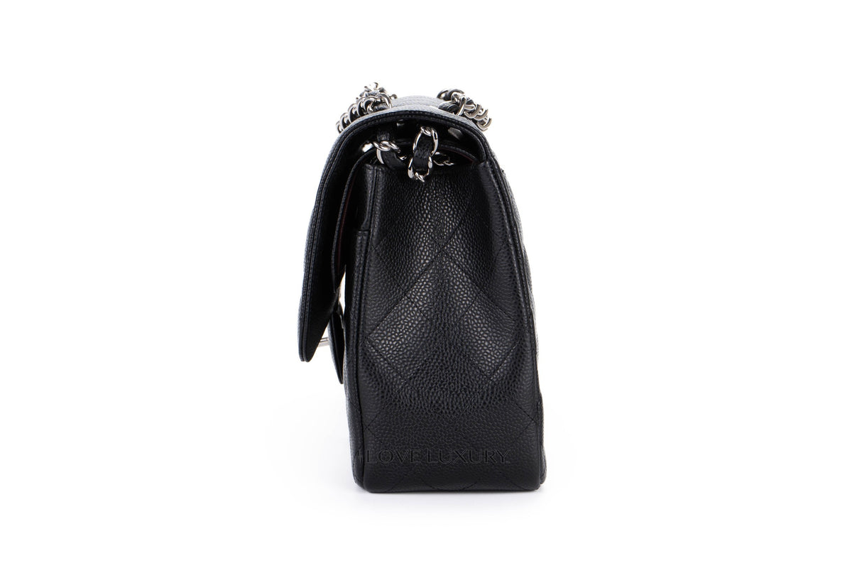 Chanel Jumbo Classic Flap Black Caviar Silver Hardware - view 4