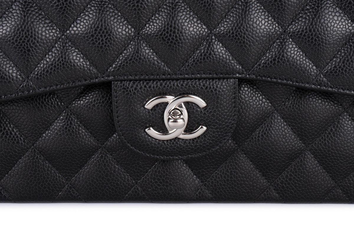 Chanel Jumbo Classic Flap Black Caviar Silver Hardware - view 7