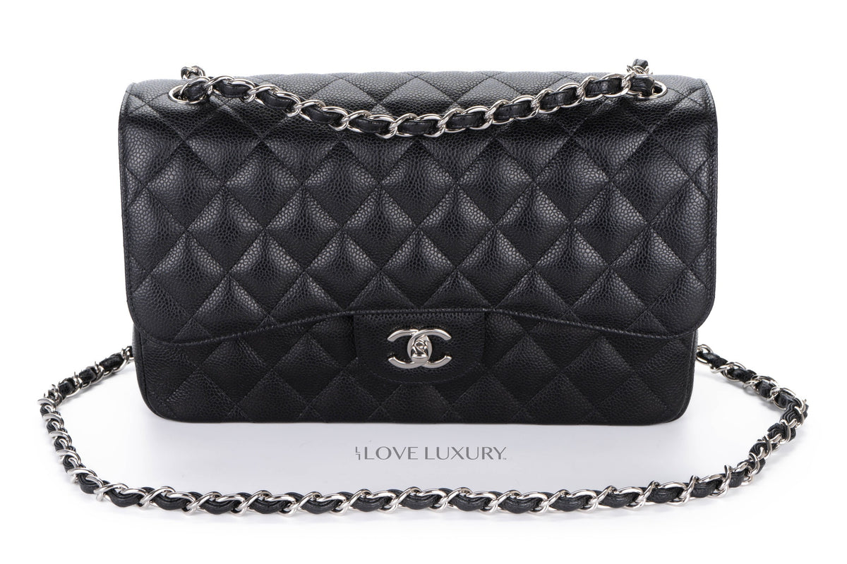 Chanel Jumbo Classic Flap Black Caviar Silver Hardware - view 8
