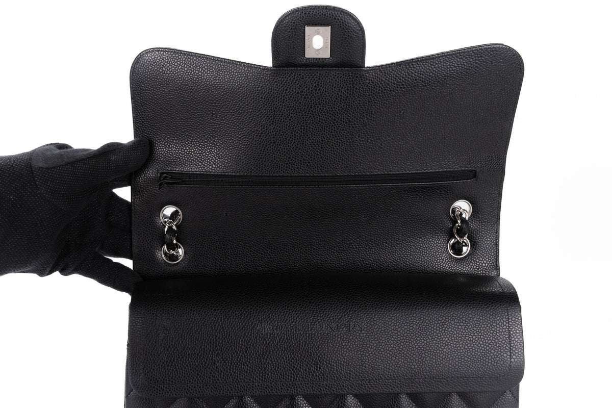 Chanel Jumbo Classic Flap Black Caviar Silver Hardware - view 9
