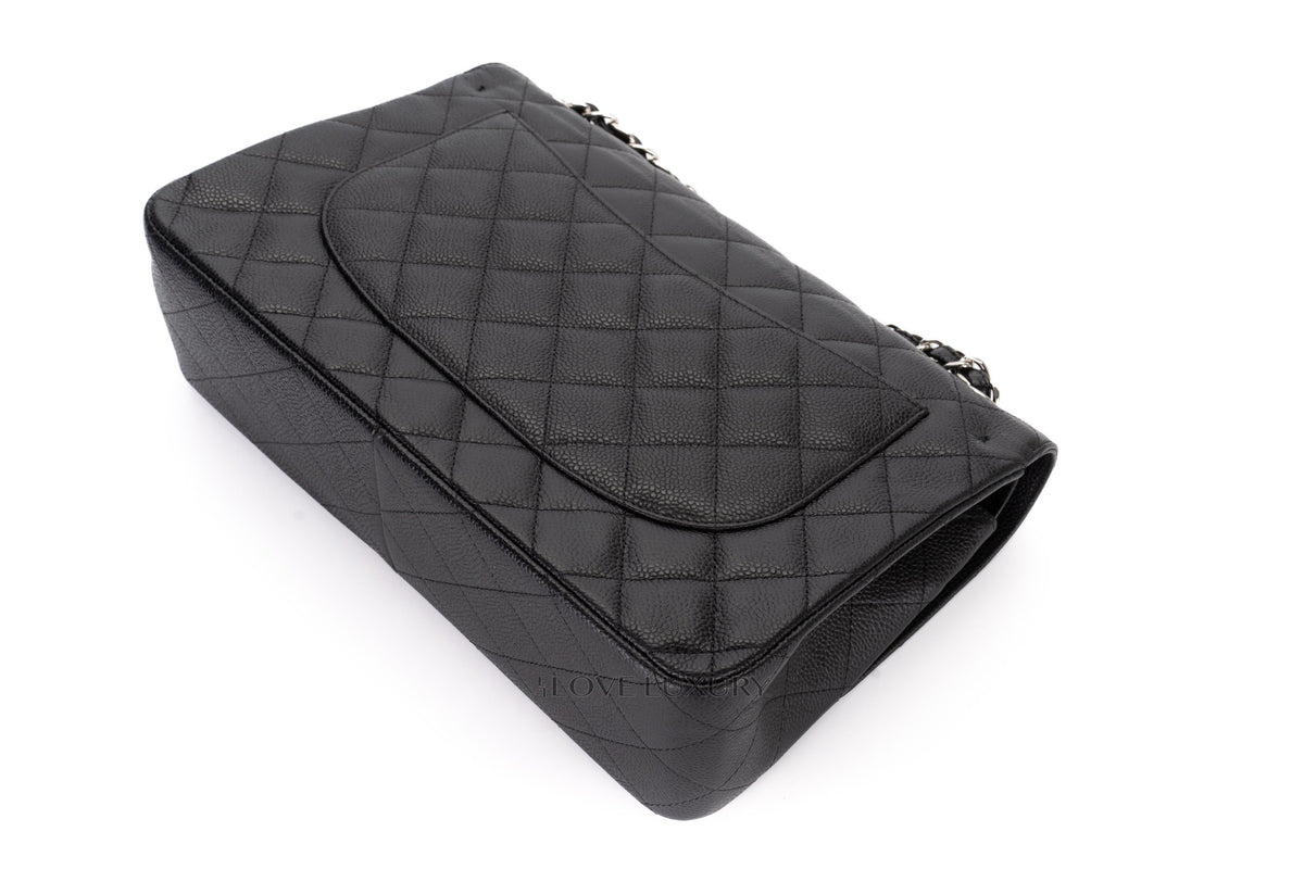 Chanel Jumbo Classic Flap Black Caviar Silver Hardware - view 15