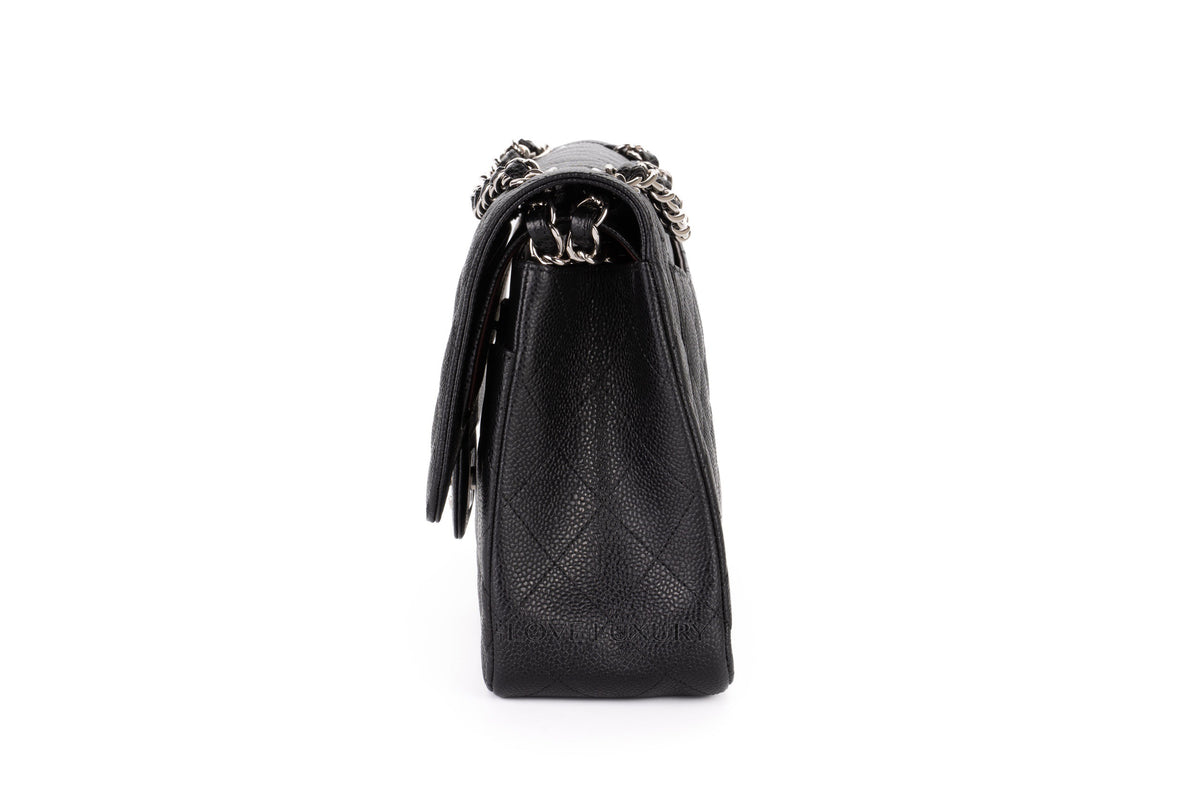 Chanel Jumbo Classic Flap Black Caviar Silver Hardware - view 4