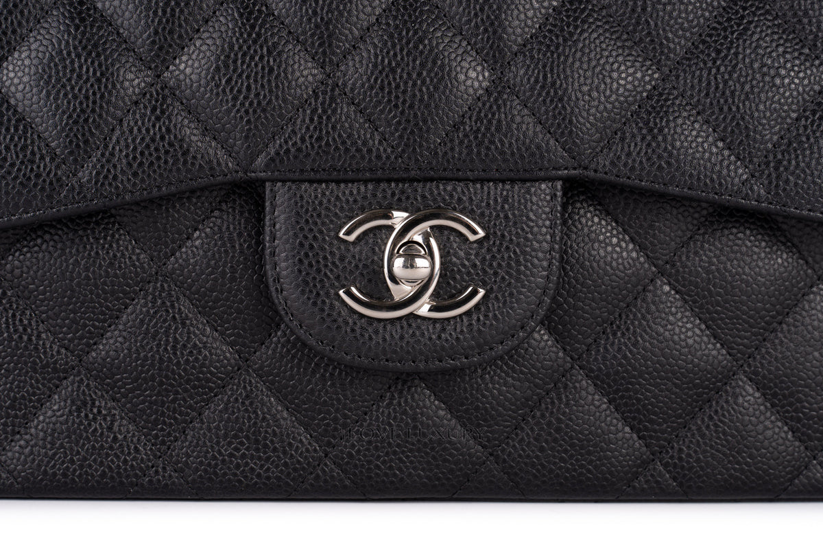 Chanel Jumbo Classic Flap Black Caviar Silver Hardware - view 7