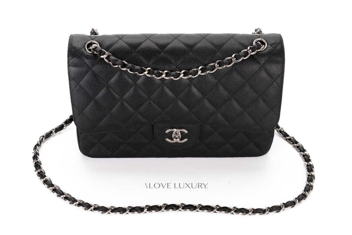Chanel Jumbo Classic Flap Black Caviar Silver Hardware - view 8
