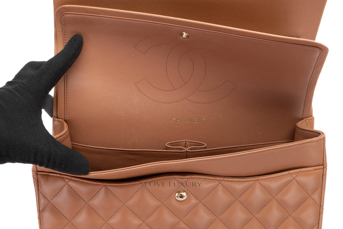 Chanel Jumbo Classic Flap Brown Lambskin Light Gold Hardware - view 11