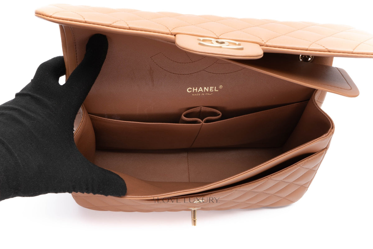 Chanel Jumbo Classic Flap Brown Lambskin Light Gold Hardware - view 12