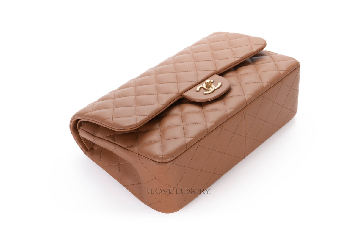 Chanel Jumbo Classic Flap Brown Lambskin Light Gold Hardware - view 13
