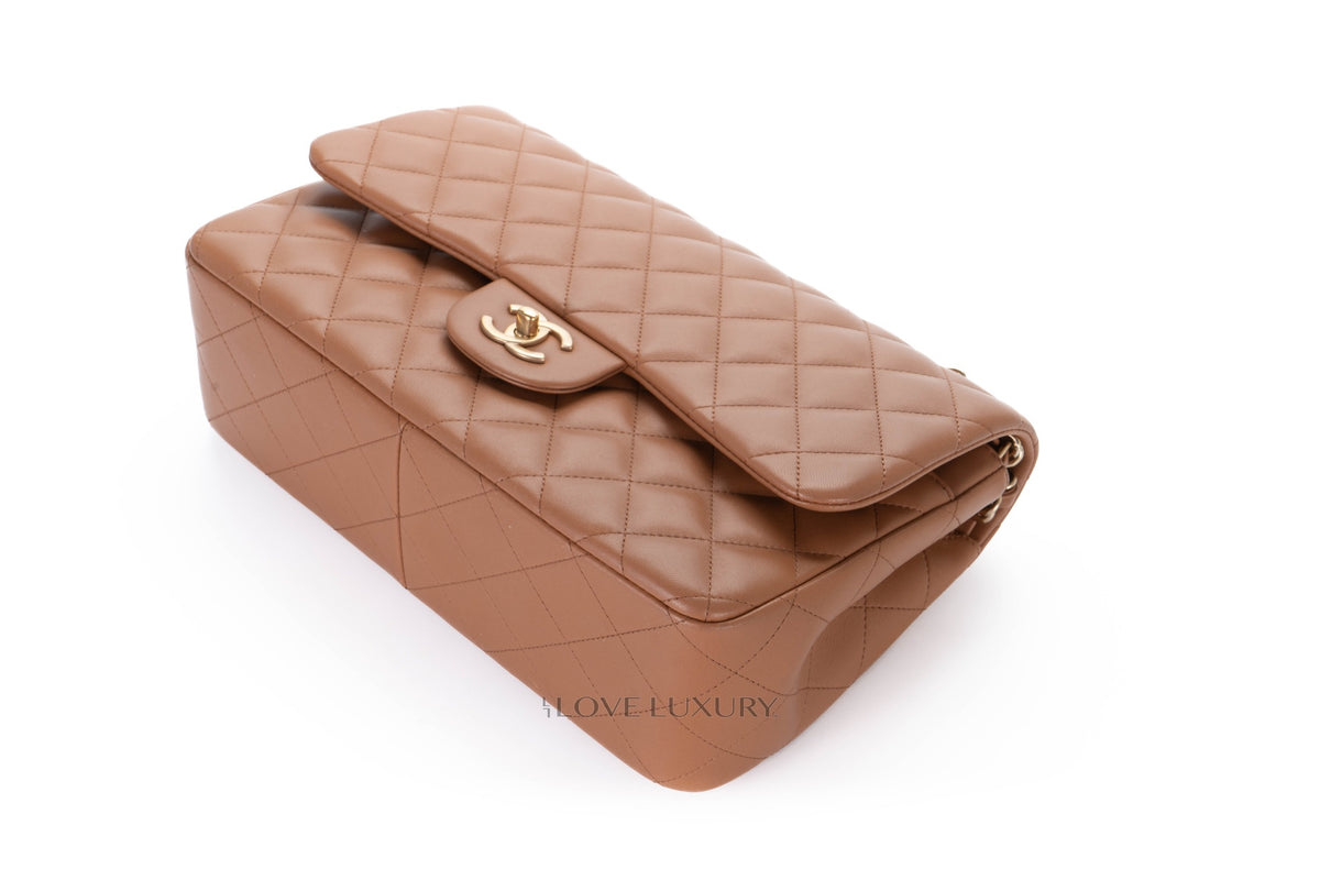 Chanel Jumbo Classic Flap Brown Lambskin Light Gold Hardware - view 14