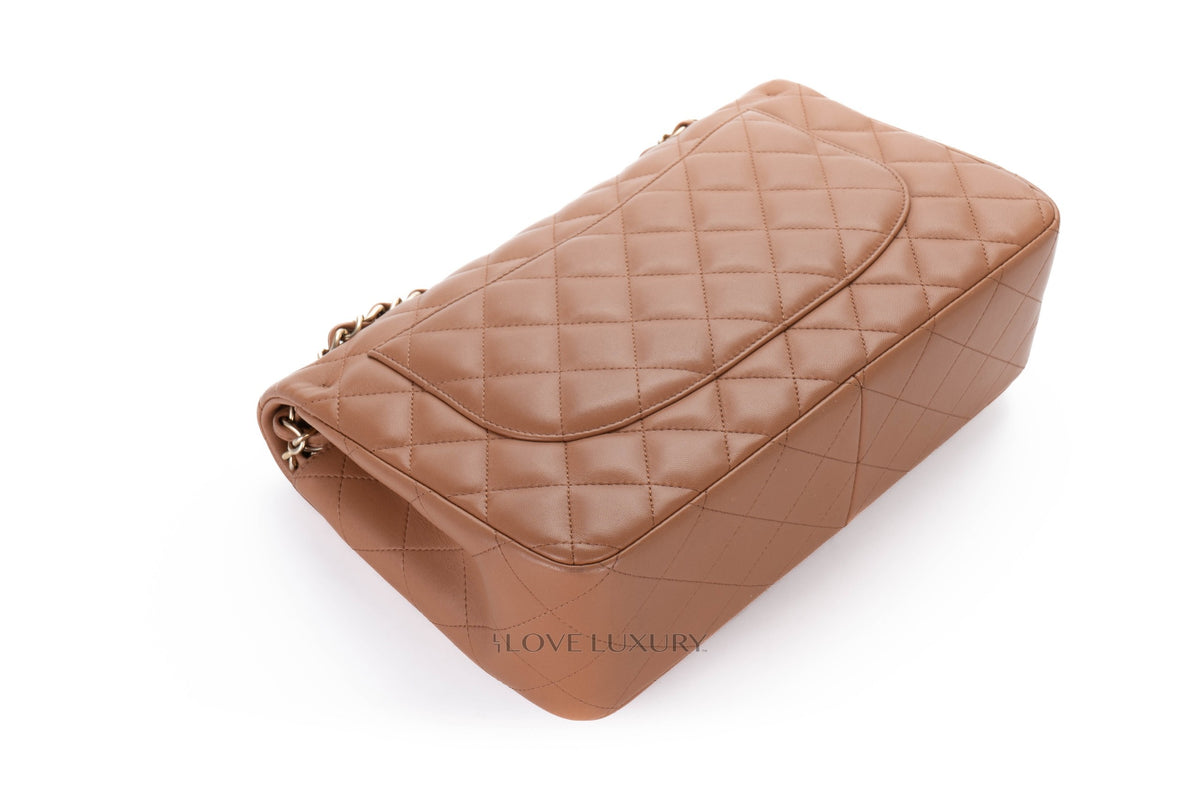 Chanel Jumbo Classic Flap Brown Lambskin Light Gold Hardware - view 15