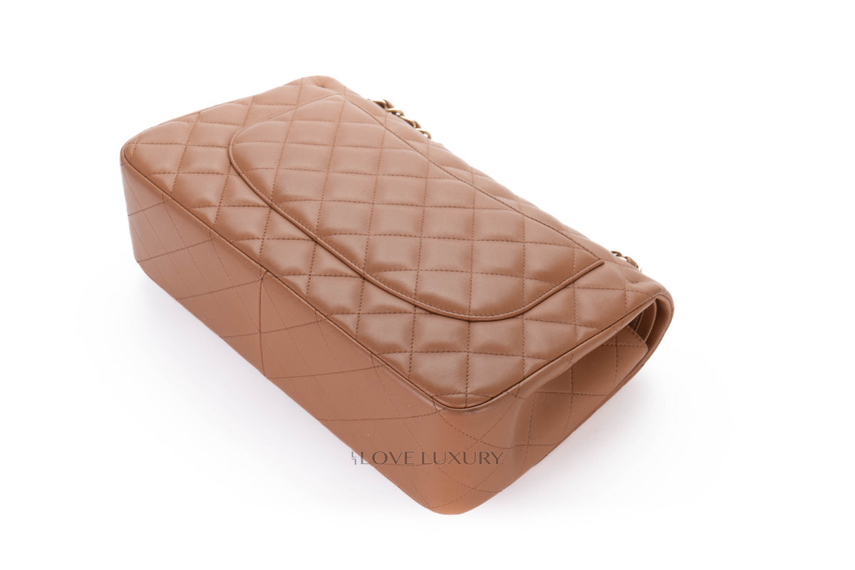Chanel Jumbo Classic Flap Brown Lambskin Light Gold Hardware - view 16