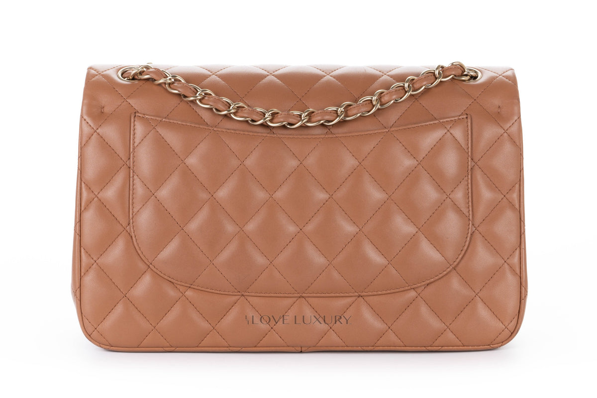 Chanel Jumbo Classic Flap Brown Lambskin Light Gold Hardware - view 3