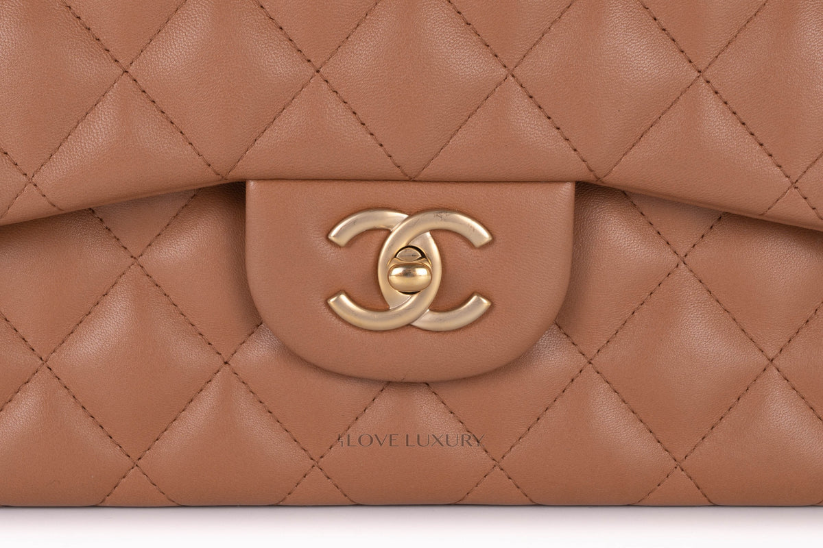 Chanel Jumbo Classic Flap Brown Lambskin Light Gold Hardware - view 7