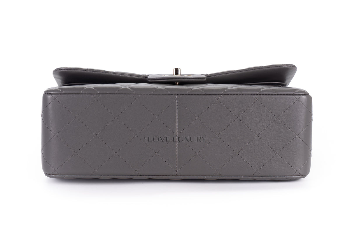 Chanel Jumbo Classic Flap Light Grey Lambskin Light Gold Hardware - view 6