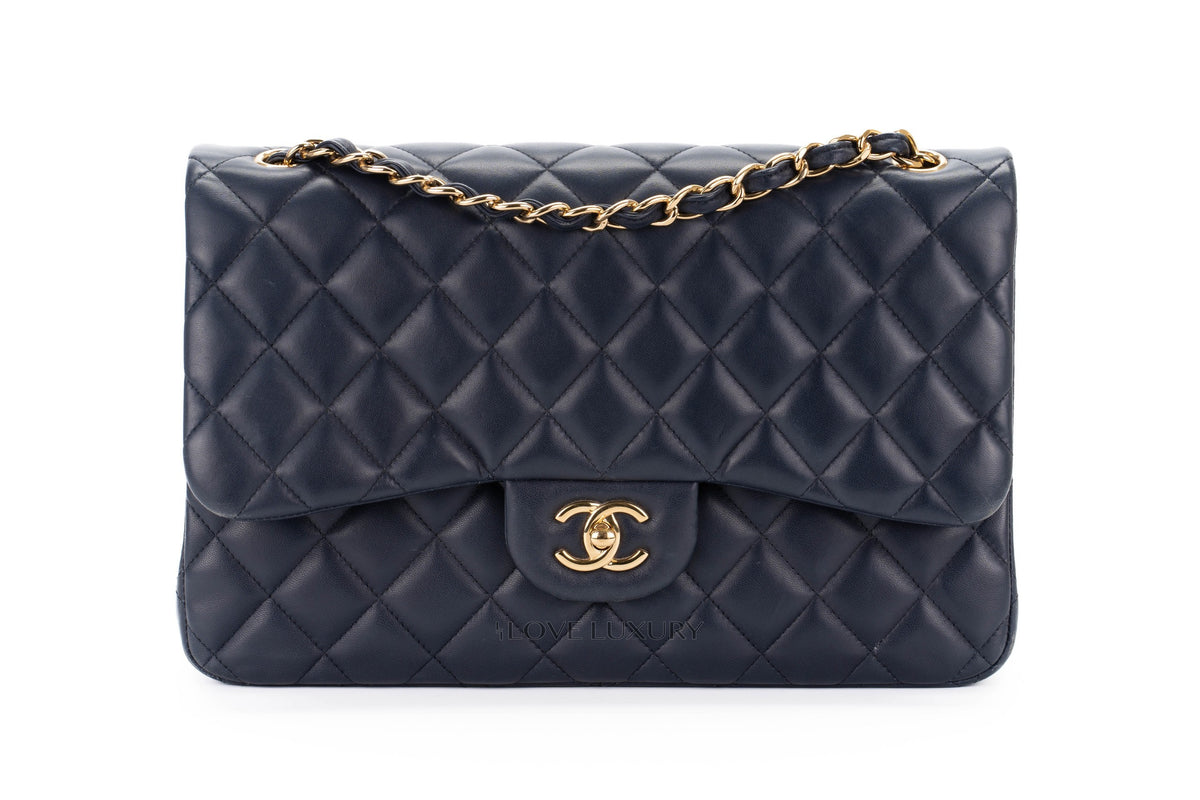 Chanel Jumbo Classic Flap Navy Lambskin Gold Hardware - view 1