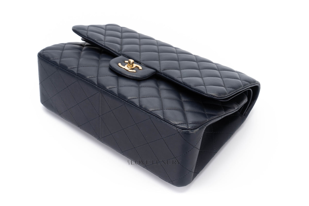 Chanel Jumbo Classic Flap Navy Lambskin Gold Hardware - view 13