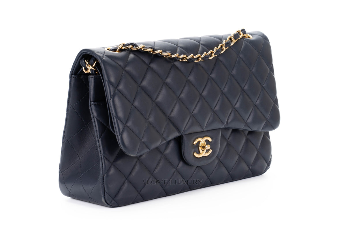 Chanel Jumbo Classic Flap Navy Lambskin Gold Hardware - view 2