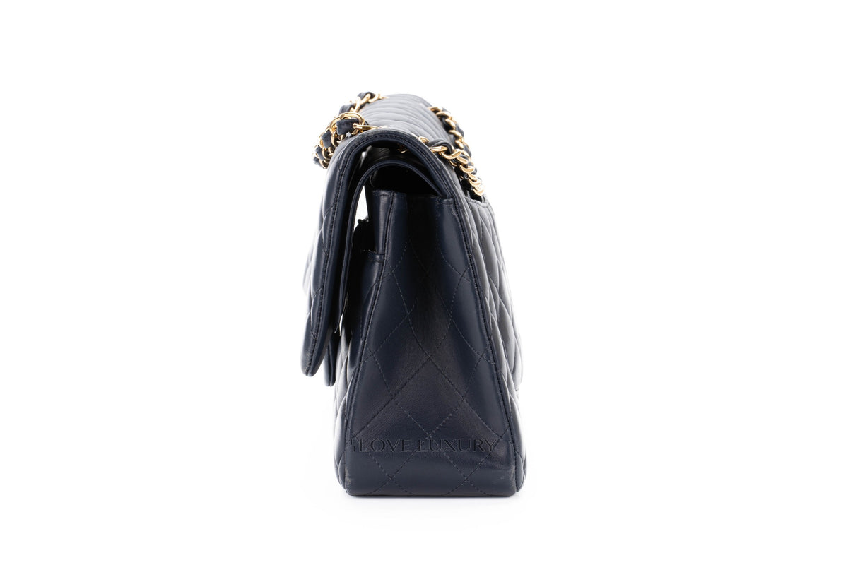 Chanel Jumbo Classic Flap Navy Lambskin Gold Hardware - view 4